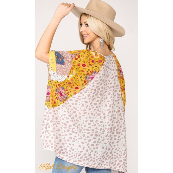 ❤️LAST 1! V Neck Boho Floral/Leopard Hi- Lo Top! - Picture 6 of 7